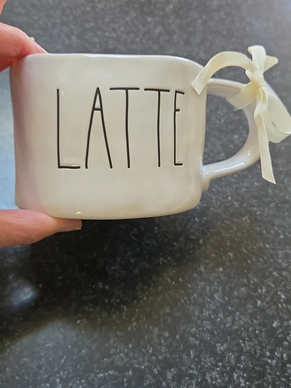 Rae Dunn LATTE Ceramic Mug Cream Lettered Coffee Cup Large New